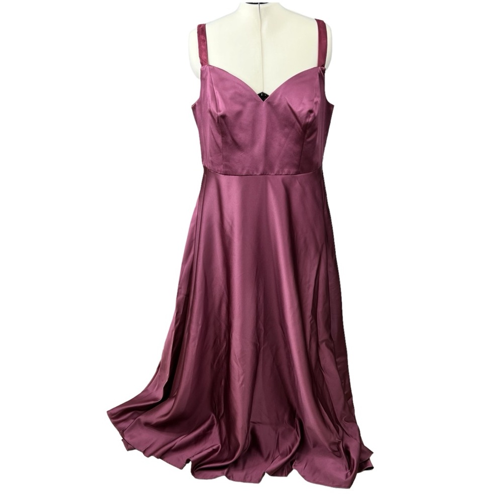 Celebrate David’s Bridal Satin Gown Size 20 Chianti Sweetheart Neckline Pockets